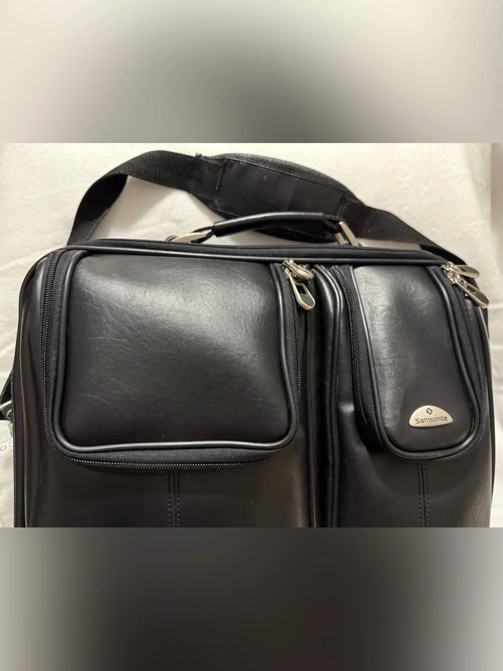 Samsonite Black Business Briefcase Laptop Bag Travel Organizer Faux Leather